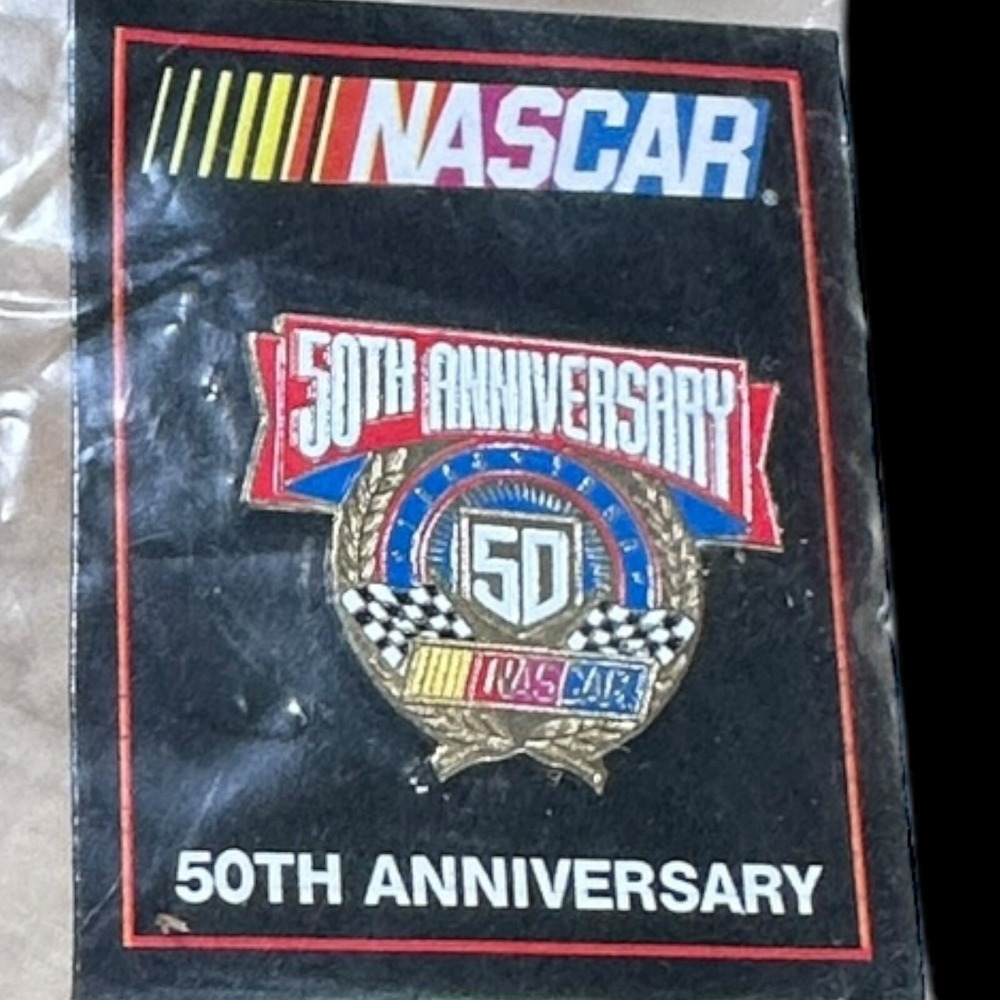 NASCAR 50th Anniversary 1948 - 1998 Vintage Lapel Hat Pin‎ - New on Backer